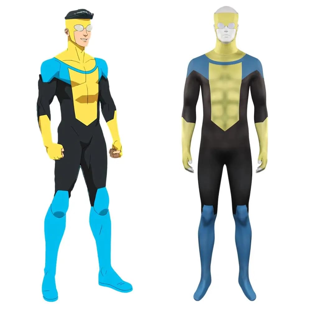 Invincible Mark Grayson Cosplay Fantasia Costume Zentai Jumpsuit for Adult Men Outfits Disguise Halloween Carnival Party Suit