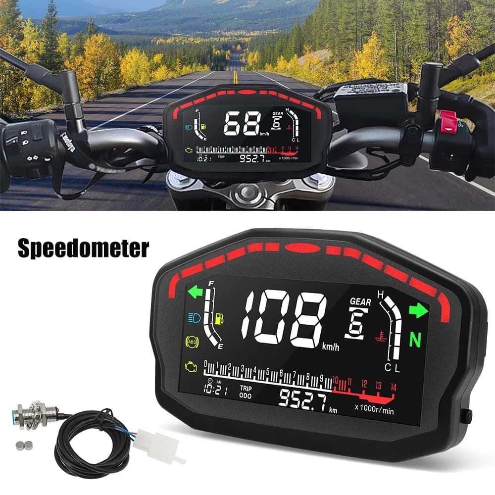 12V Universal Motorcycle LCD Tachometer Outboard 14000rpm Speedometer Display For 2,4 Cylinder For Honda For Ducati For Kawasaki
