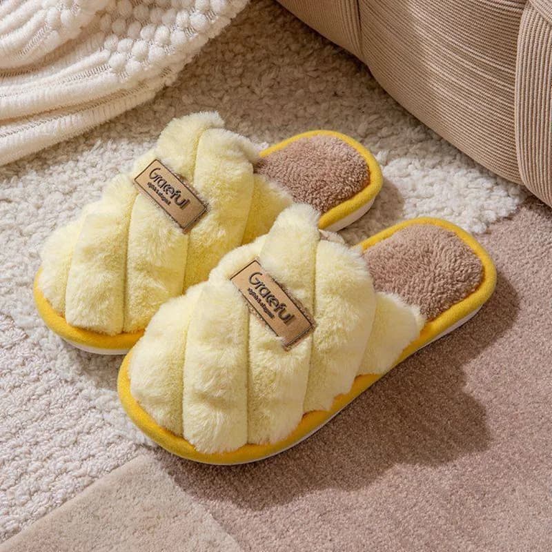 2025 Winter Cotton Slippers Women Indoor Home Plush Warm Soft Sole Silent Fashion Cotton Shoes