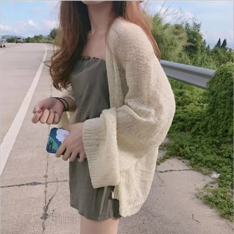Knitted Cardigan women plus size Summer cardigan Sweater women Loose Hollow coat kardigan Sweter Cardigans korean top