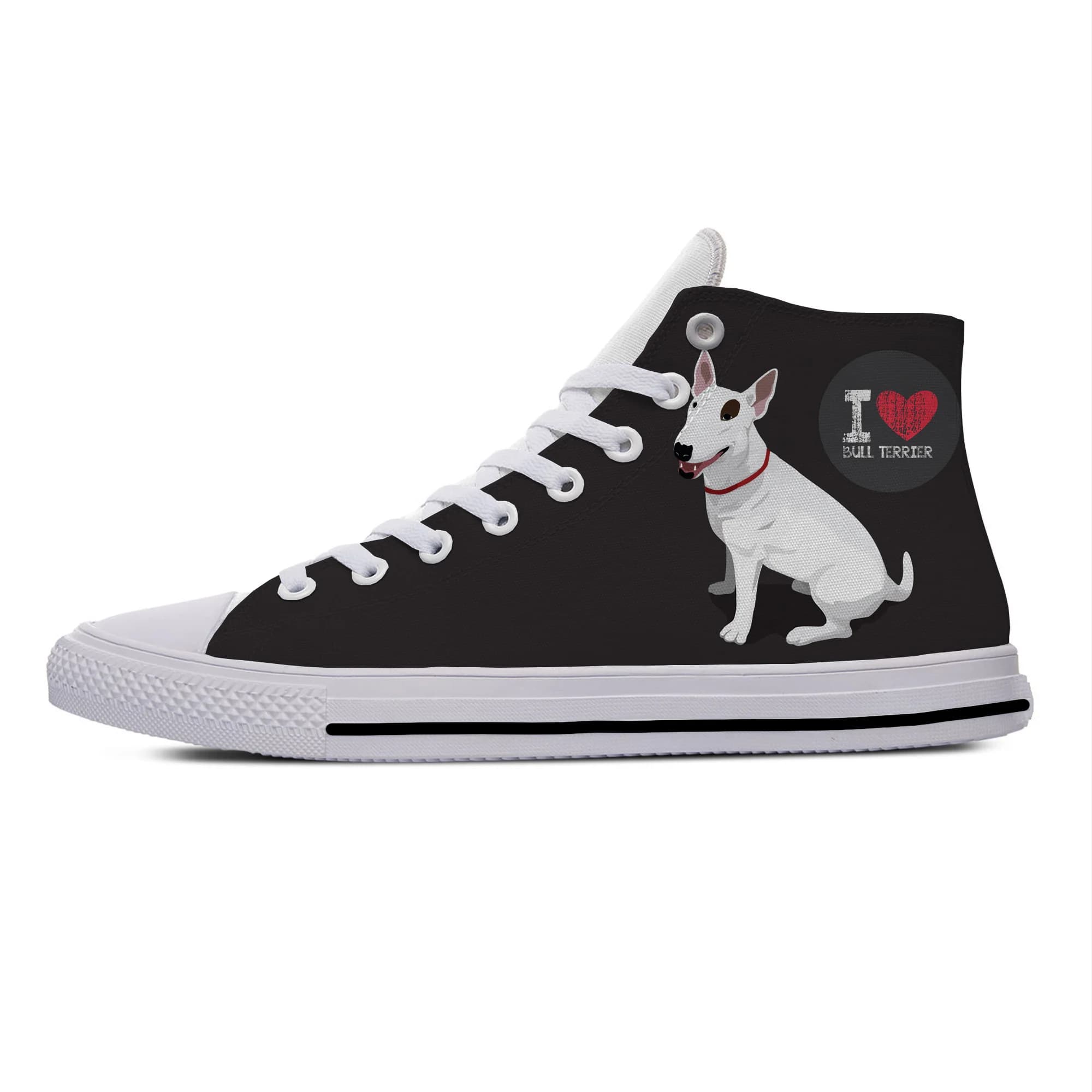 Animal Bull terrier Hot Cartoon Dog Cute Popular Casual Cloth Shoes High Top Lightweight Breathable 3D Print Men women Sneakers