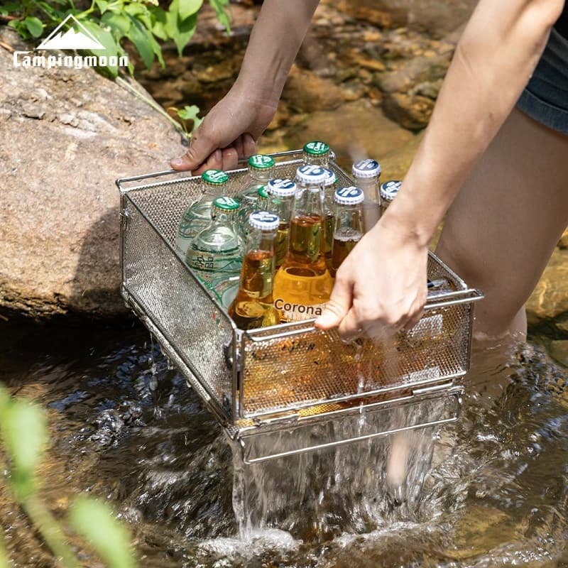 CAMPINGMOON CK-24 Outdoor IGT Table Unit Combination Multifunctional Water Filter Basket 304 Stainless Steel Storage Net Cage