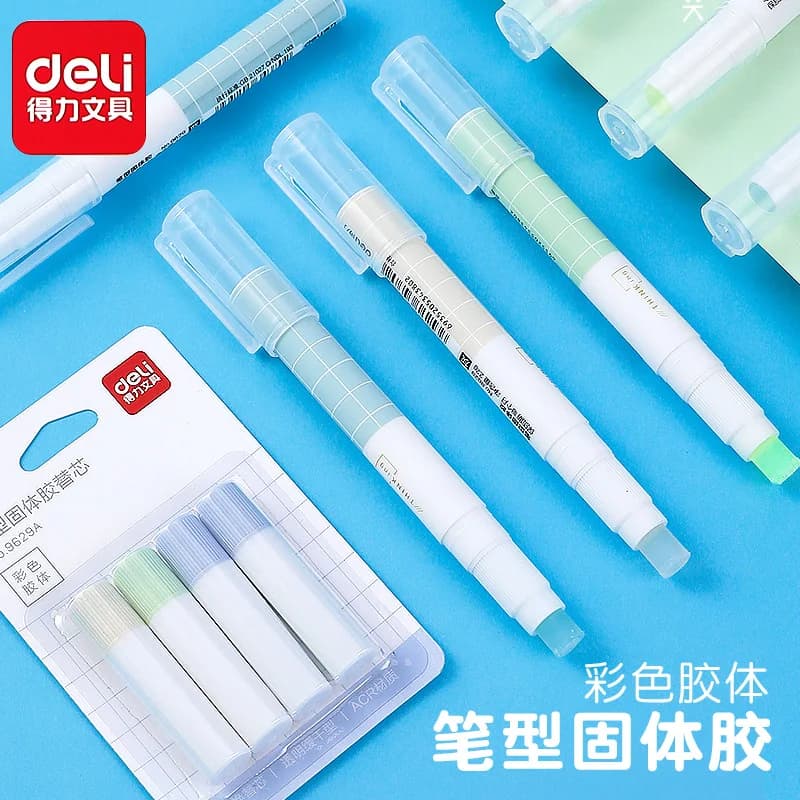 Deli Pen Type Solid Glue Stick High Viscosity Replaceable Transparent Handmade Adhesive School Office Stationery Supplies
