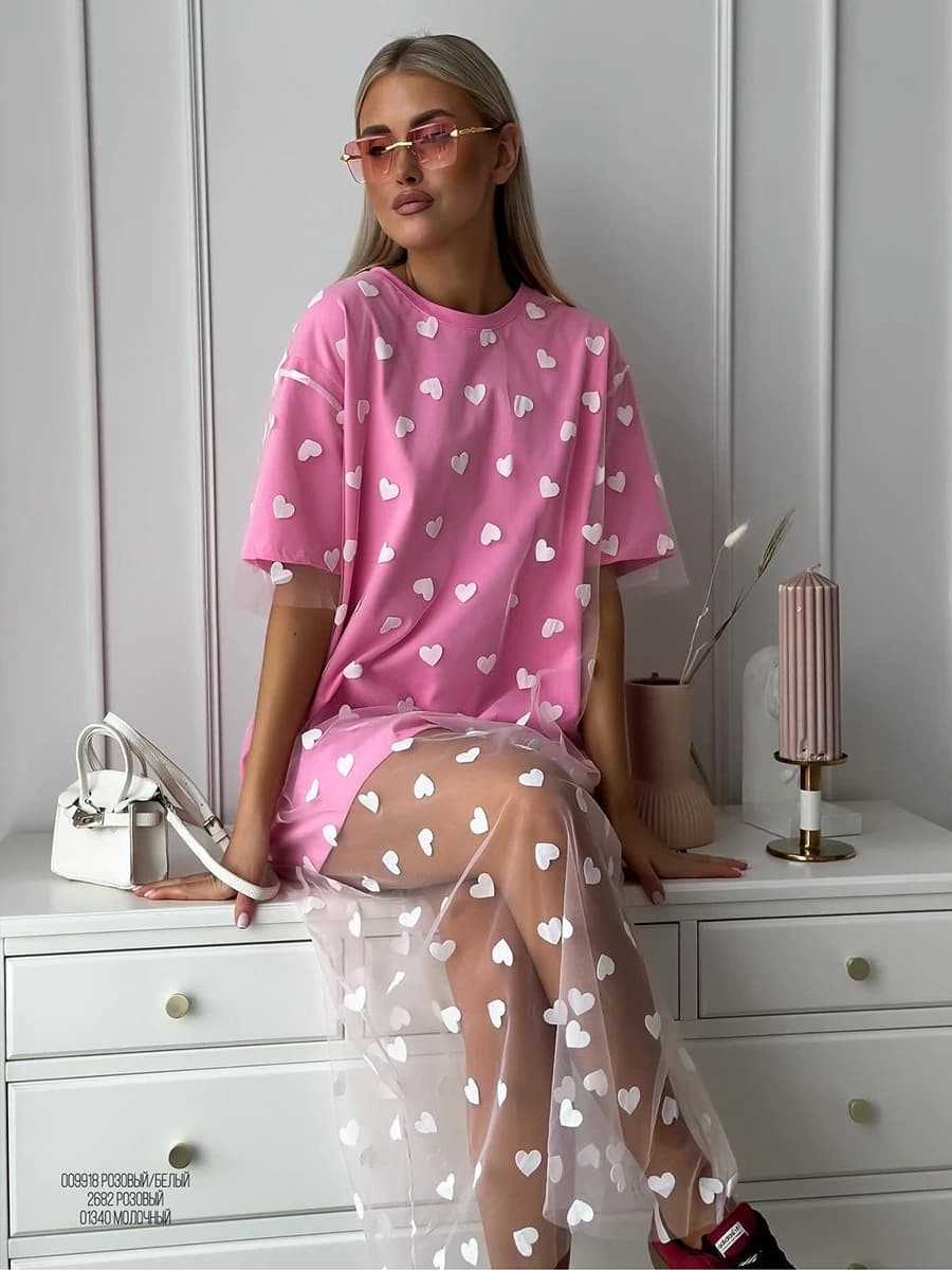 Hirsionsan Heart Mesh Patchwork Vintage T Shirt Streetwear Aesthetic Chic T Shirt Women Casual Cotton Short Sleeve Tops Y2k