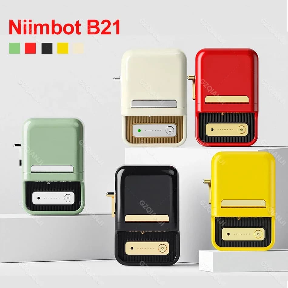 Niimbot B21 Mini Thermal Printer Portable Barcode Label Nirkabel Mobile Maker 20-50mm Width Sticker DIY Gift Small Business New