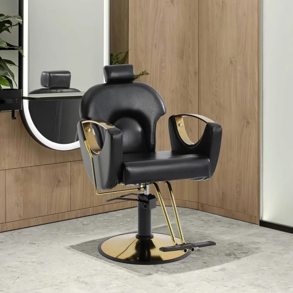 Hairdressing Chair for Barbershop, Height Adjustable Hydraulic Reclining Hairdressing Chair, 360 Degree Rotation