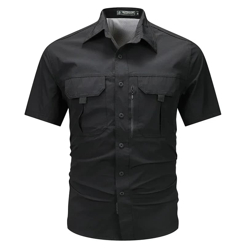 Summer Tactical Shirts Men Work Short Sleeve Shirt Outdoor Breathable Quick Dry Multi-pocket Cargo Camp Hike Short Sleeved Shirt
