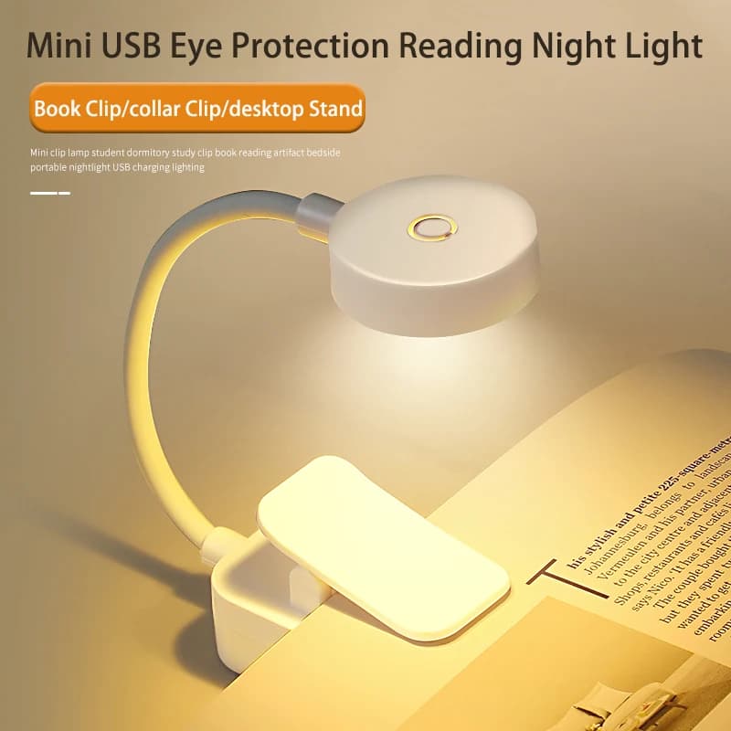 Mini Portable LED Book Light Eye Protection Reading Lamp Flexible Adjustable Direction Battery Learning Desk Lamp Bedroom Light