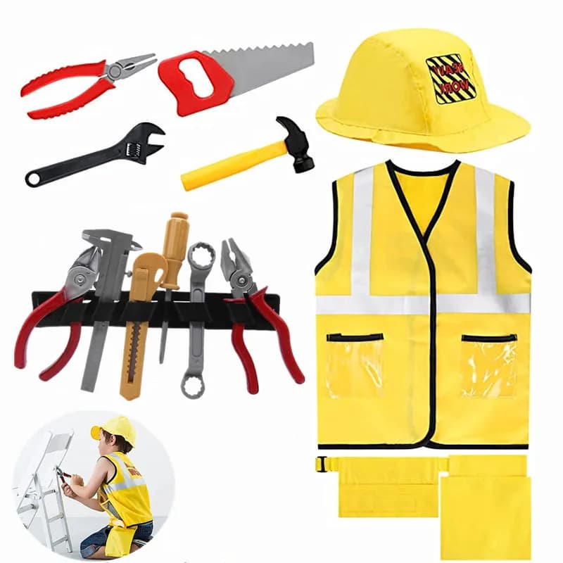 Young children construction workers clothing small woodworking dress up tops children's toys to give children the best gift