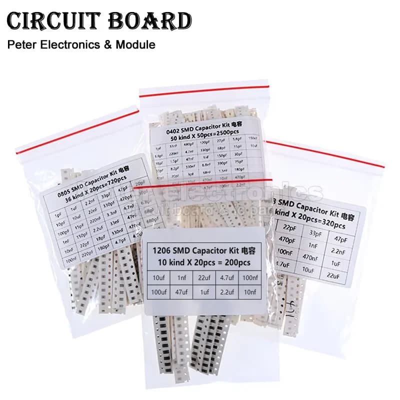 200~2500PCS 0402 0603 0805 1206 Capacitor Assorted Kit SMD 1PF-10UF Electronic DIY Samples Set 16/25/31/36 Values