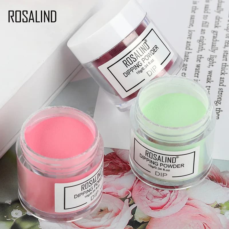 ROSALIND Pure Color Luminous Dipping Powder Set Nail Art Decorative Resin Pigment Light Change Needs Primer and Sealing Layer