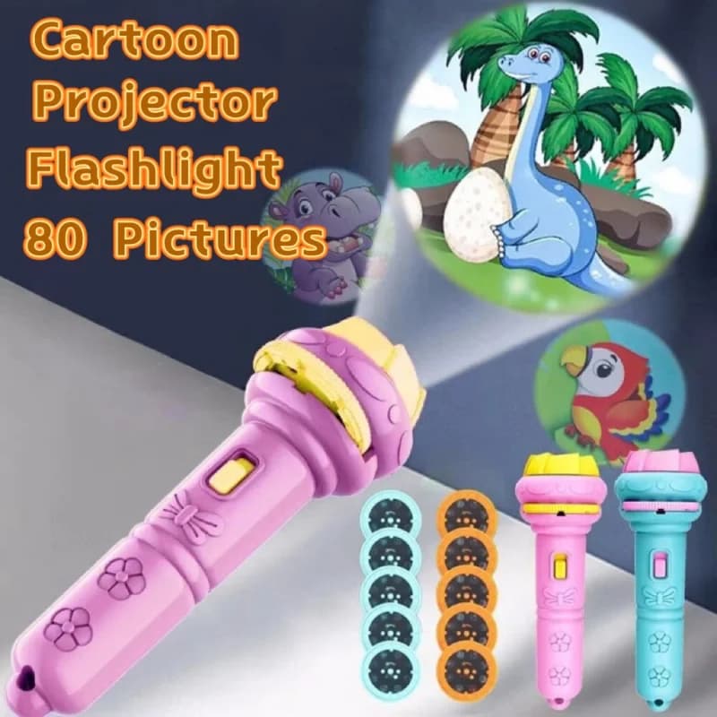 10Pcs Cartoon Projector Flashlight Cards, Creative Kids Flashlight Toy Projector for Children, Bedtime Story Toy for Babies