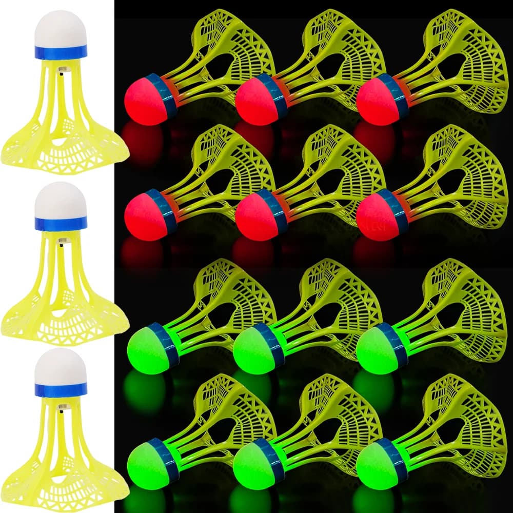 12-1pcs LED Light-up Badminton Balls Colorful LED Foamed Sport Badminton Shuttlecocks Children Luminous Badmintons Supplies