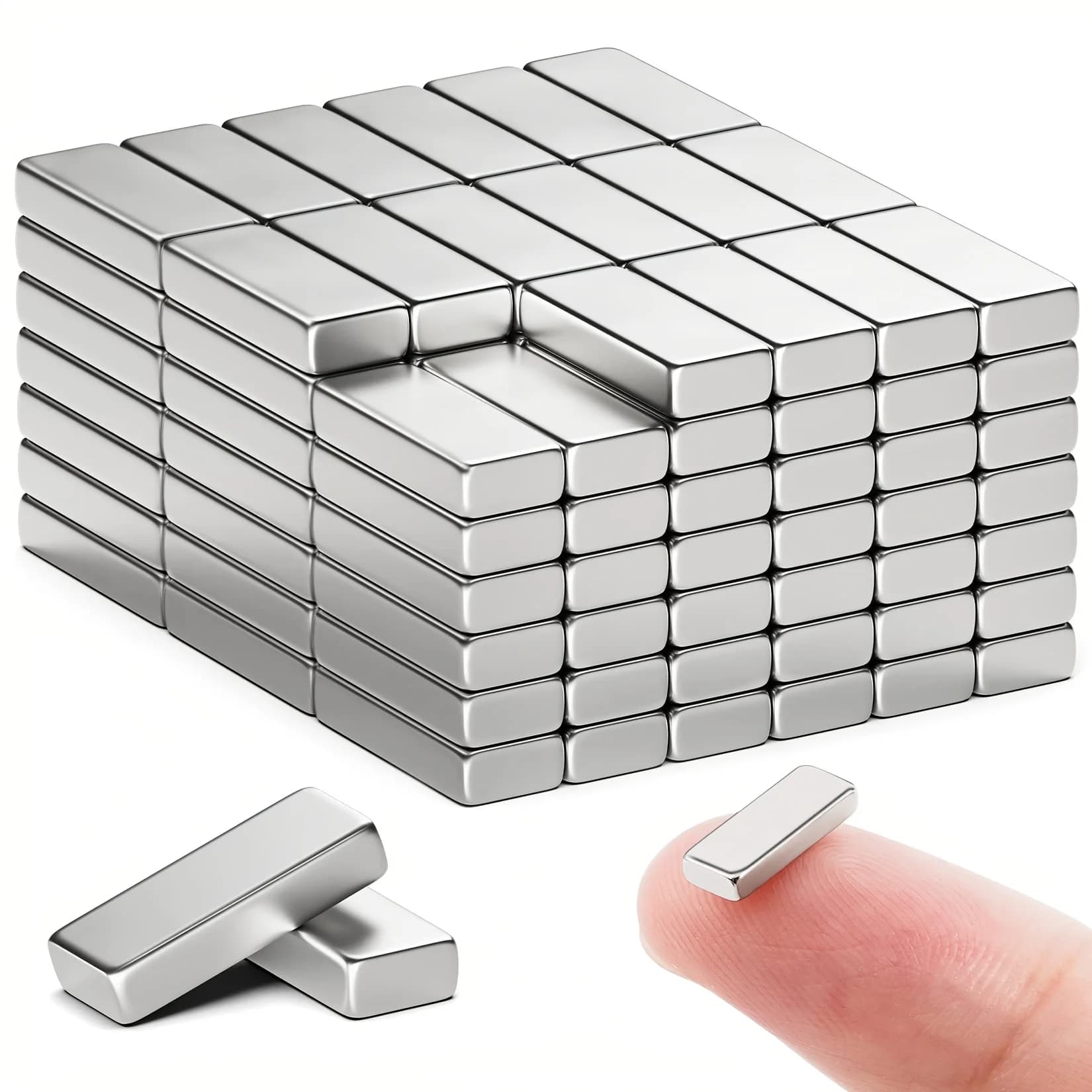 20x5x2. 30/60pcs Magnets Bar, Small Rectangular Magnets, Multi-Use Magnets for Fridge, Kitchen