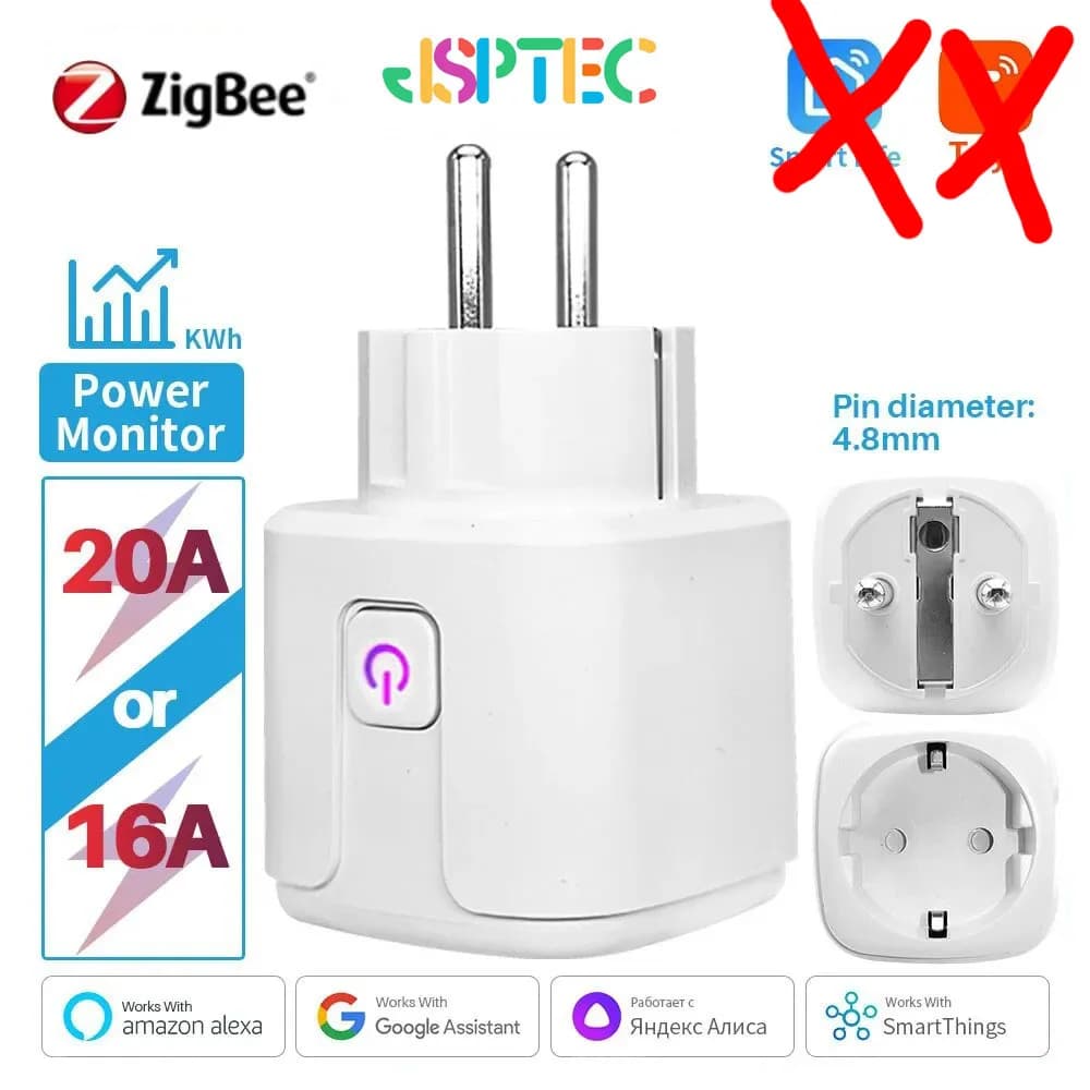 Smart Plug Zigbee EU 16A/20A Smart Socket With Power Monitor Timing Voice Control Works Whit Alexa Google Home Alice
