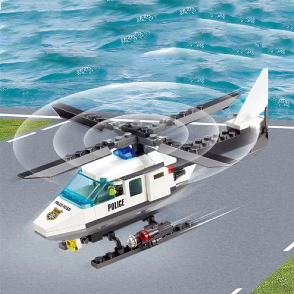 Children Education Toys DIY Block Patrol Helicopter Police Car Assembly Set Up Puzzle Kids Fun Boy Gifts