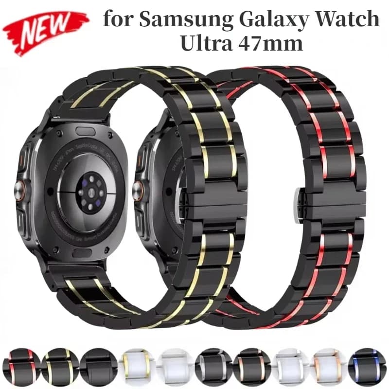 Ceramic+Metal Band for Samsung Galaxy Watch Ultra 2025 47mm Metal Bracelet WristBand for Galaxy Watch 8-7 Ultra Replacement Belt