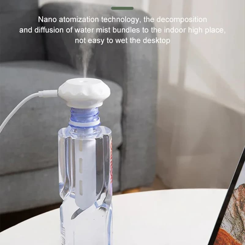 Mini Air Humidifier No Water Bottle Needed Adjustable Length Quiet and Convenient Recharge Humificador for Office Bedroom Car