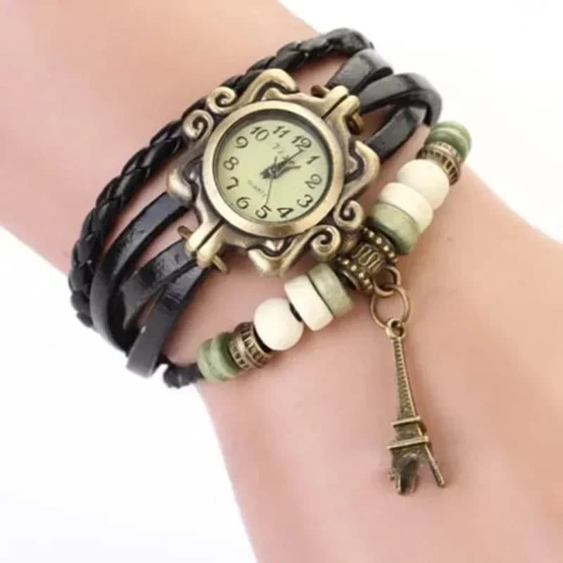 Women's Casual Vintage Multilayer Butterfly Faux Leather Bracelet Wrist Watch Ladies Female Bracelet Wristwatches