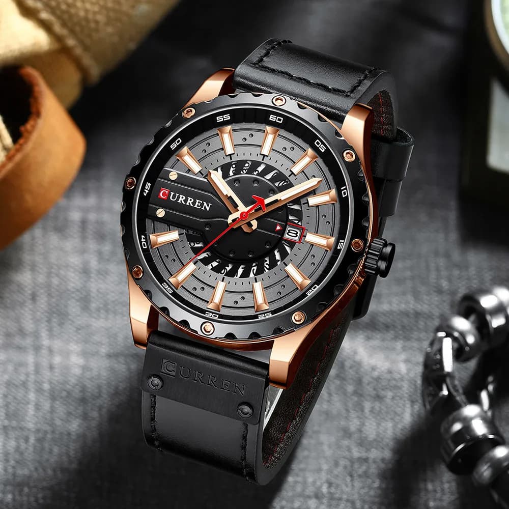 Calendar watch simple business Watches Brand Fashion Leather Wristwatch Casual Quartz Men's Watch New Chic Luminous hands Clock