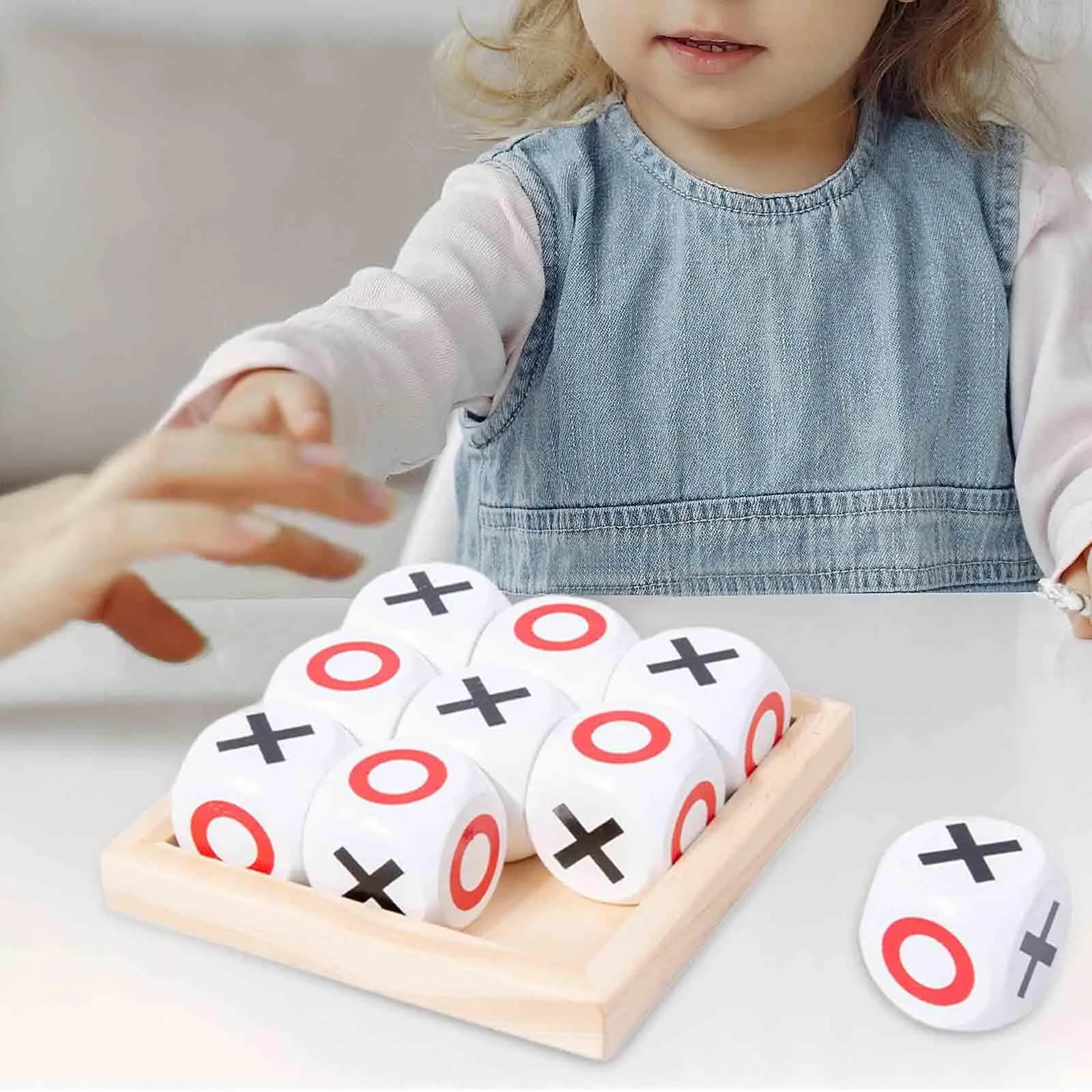 Wooden Tic TAC Toe Game Strategy Board Games XO Table Toy for Adult Children