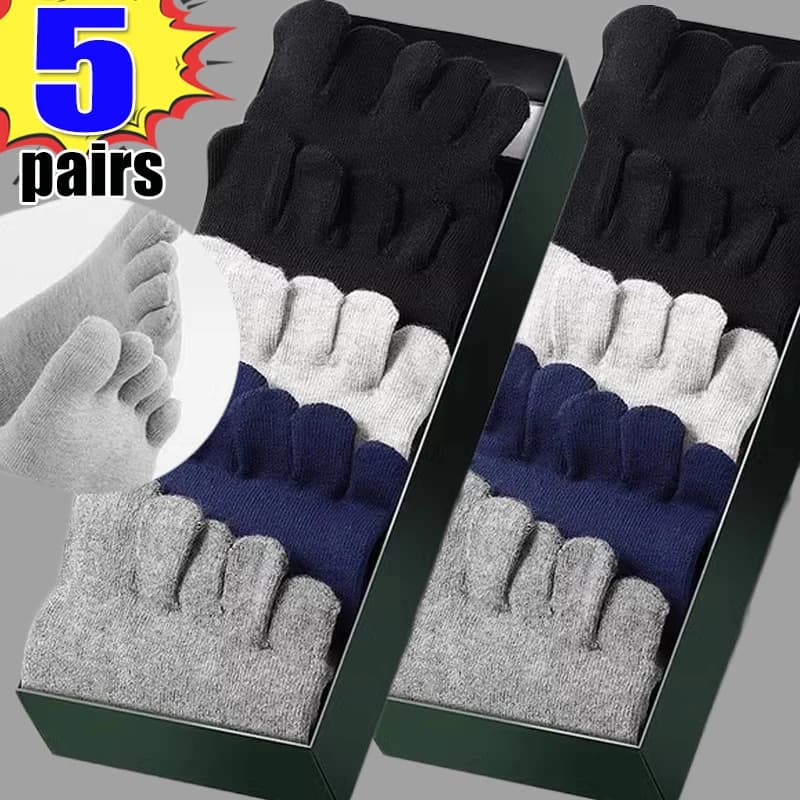 1/5Pairs Five Toe Socks Men and Women Five Finger Socks Breathable Cotton Stockings Sports Running Solid Black White Grey Sox