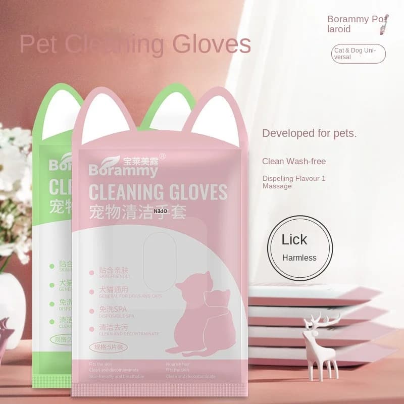Pet leave-in SPA Cleaning gloves 5-piece bag cat wipes Clean and deodorizing dry cleaning gloves for dogs and cats