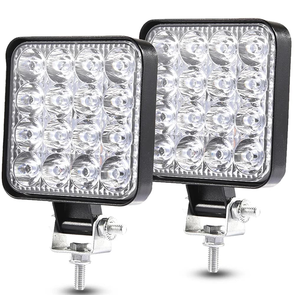 12V Waterproof Led Work Light Bar Square Spotlight 48W Work Light Headlight For Truck Off Road Night Driving Light For SUV