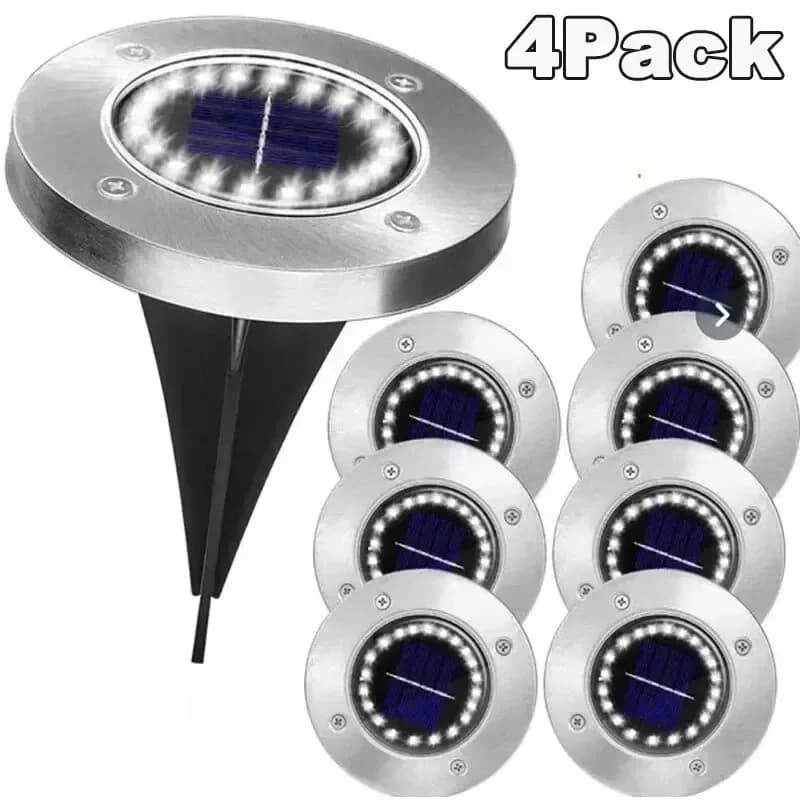 4 Pcs Solar Power Disk Light Outdoor Garden Solar Underground Light Deck Light Spotlight Buried Solar Led Lamp