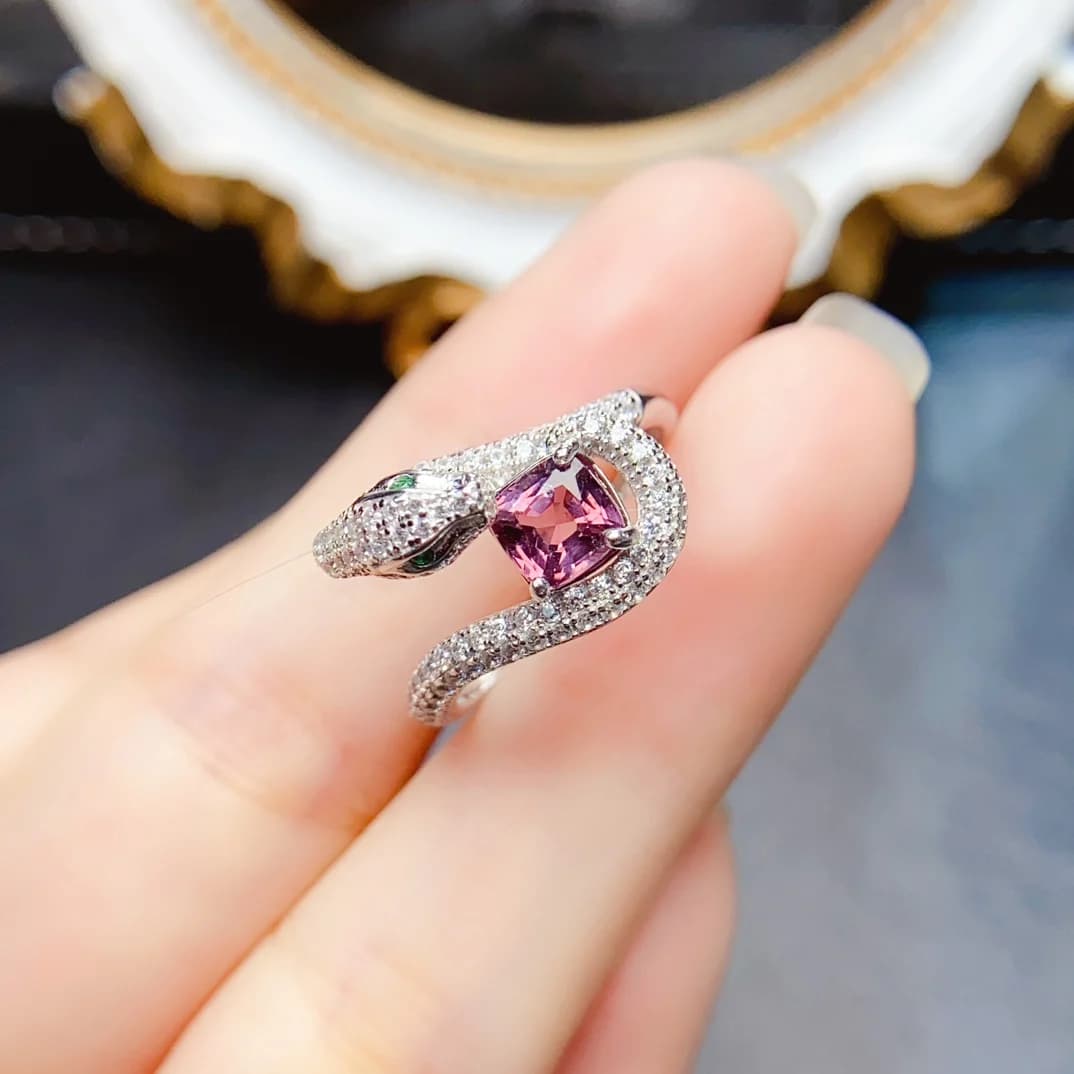 FS 6mm Natural Spinel S925 Sterling Silver Viper Ring Fine Fashion Charm Weddings Jewelry for Women Gift MeiBaPJ Certificate