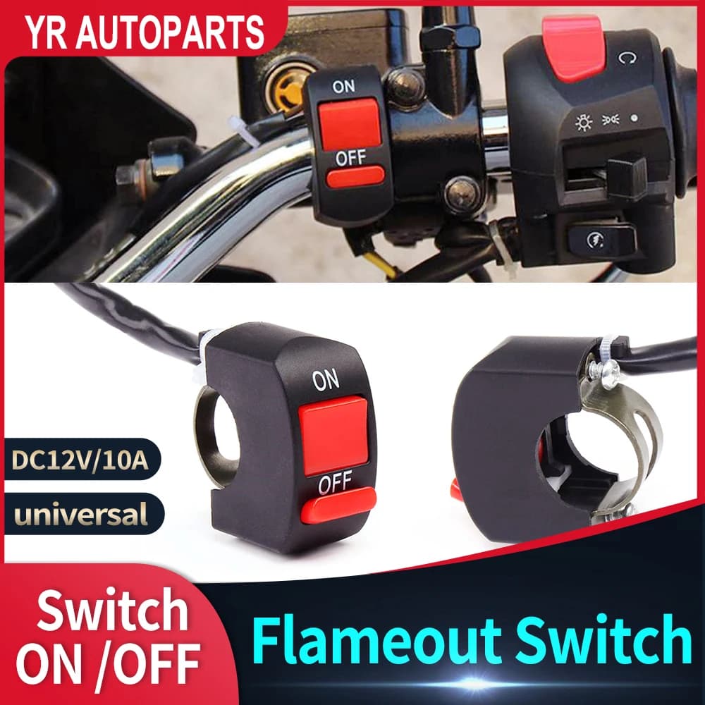 Universal Motorcycle Handlebar Flameout Switch ON OFF Button for Moto Motor ATV Bike DC12V/10A Black