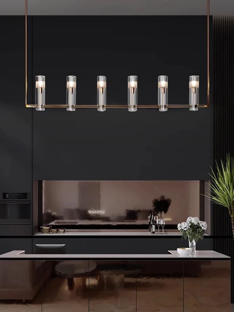 Simple Cylinder Glass Lampshade Modern Designer Pure Brass Pendant Lights Home Interior Hanging Lamp Lustres for Dining Room