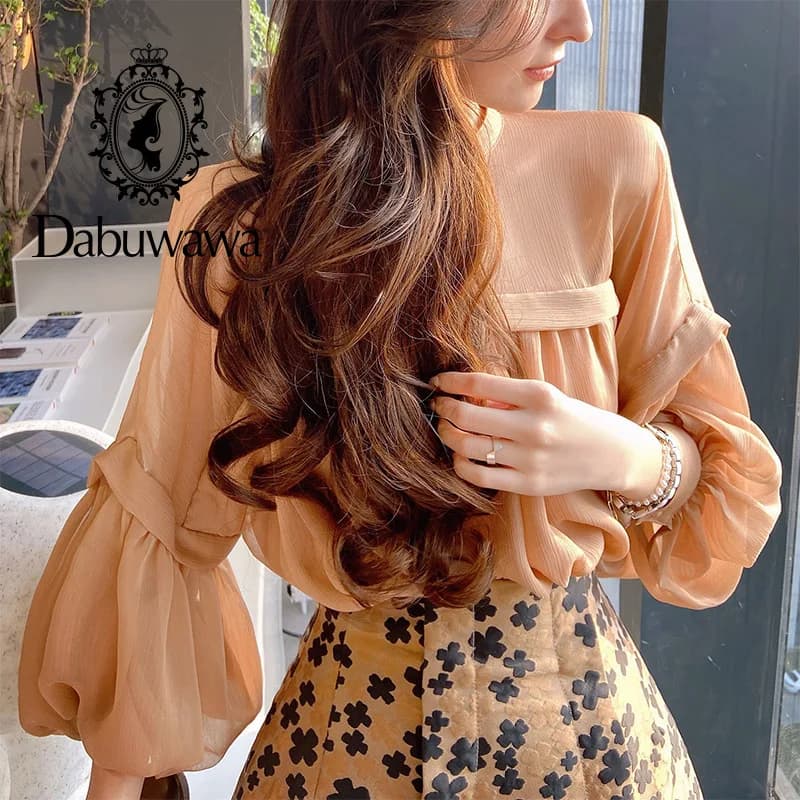 Dabuwawa Tienda Vestidos Elegantes Para Mujeres Chiffon Blouses Camisas Pullover Loose Wrinkly Shirt Lolita Style Top DA1ACF003