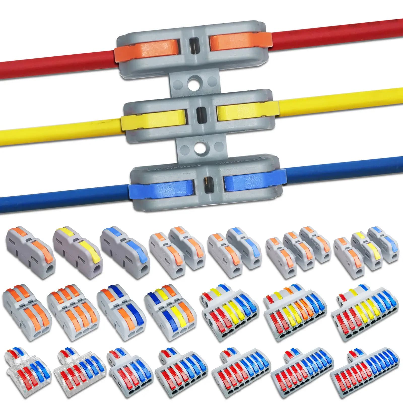 Wire Connectors 212 Docking Cable Conectors Fast Universal Wiring Compact Conductors Push-in Terminal Block LED 2-20PIN