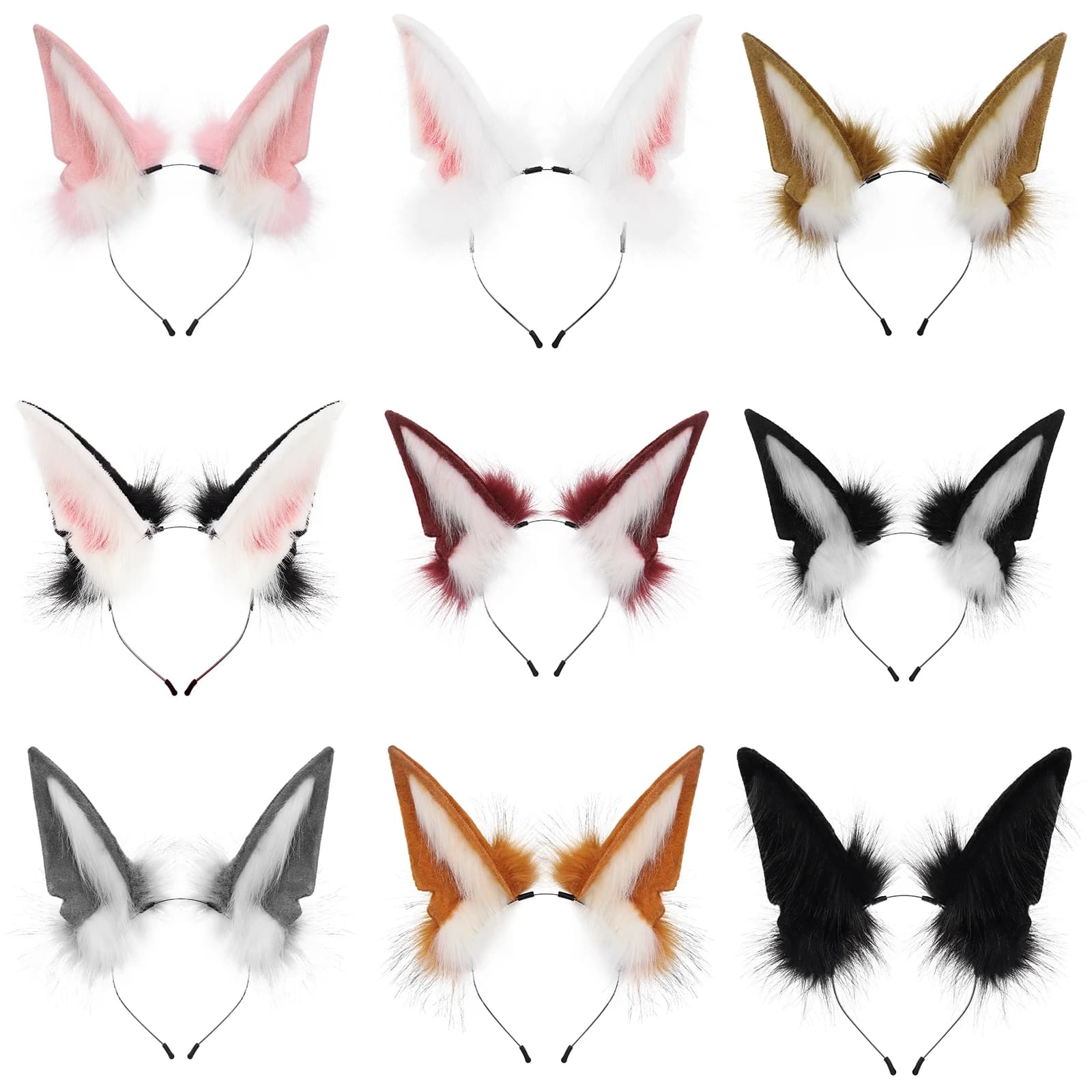 Handmade Animal Fur Wolf Fox Ears Headband Cosplay Headwear Hair Hoop Head Accessories for Cosplay Party
