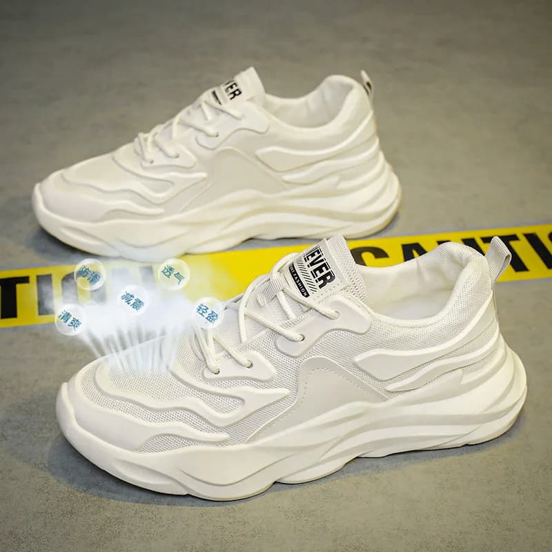 Summer Men's Shoes New Breathable White Shoe Casual Personality Mans Sports Trendy All-Match Outdoor Board Platform Sneakers