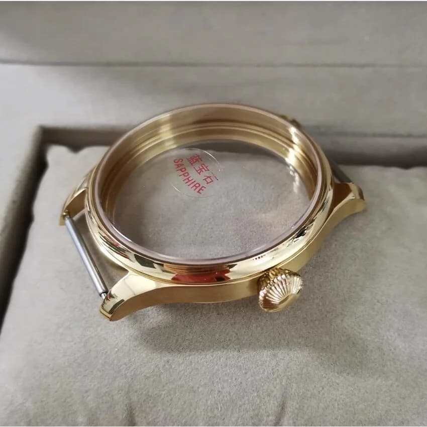 Sapphire Crystal 44mm High Quality 316L Stainless Steel Plating 18K Goldn Cases Fit ETA 6497/6498 ST3600/3621 Movement 019A