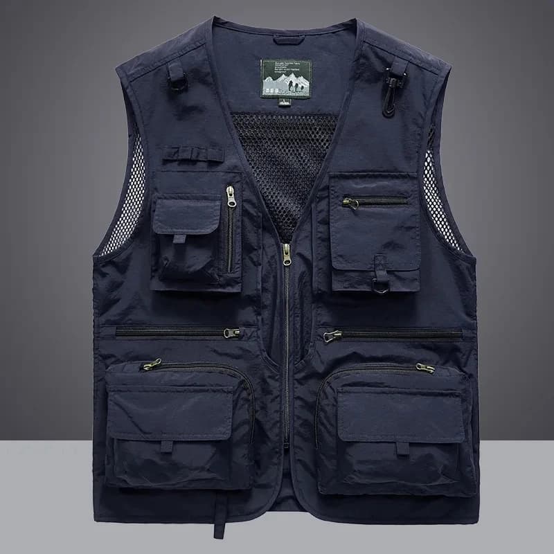 14 Pockets Summer New Men US Tactical Hiking Fishing Vest Mens Photographer Waistcoat Mesh Cargo Sleeveless Jacket Tool Vest 7XL