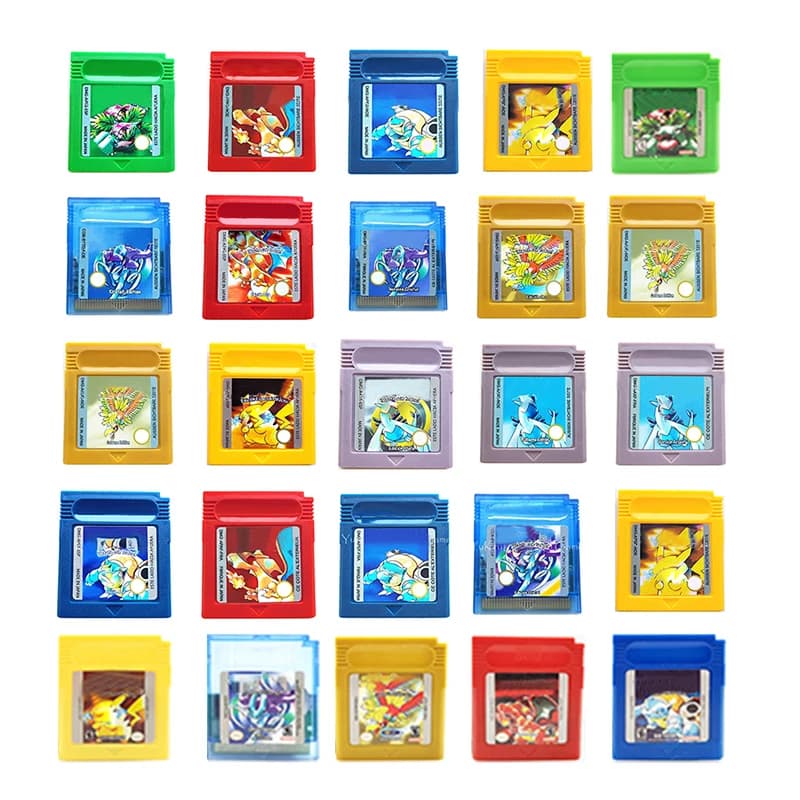 Pokemon Red Blue Crystal Golden Green Silver Yellow GBC Game Card 16 Bit Video Game Cartridge Console Cards For GB/SP