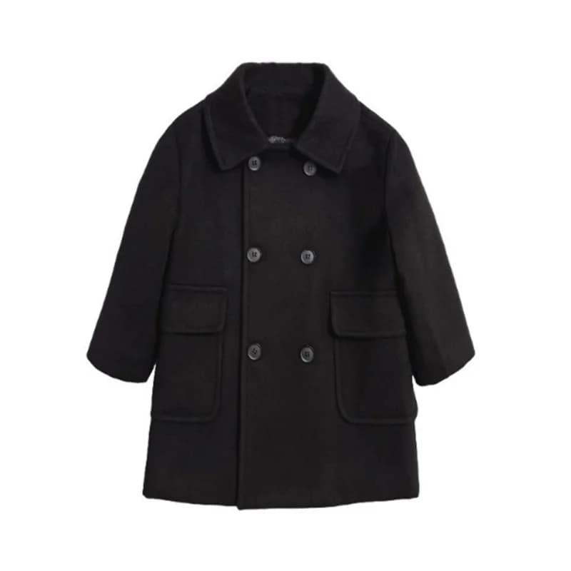 Boys Woolen Coat Overcoat Jacket Windbreak 2024 Cool Warm Plus Thicken Autumn Winter Cotton School Children's Clothing