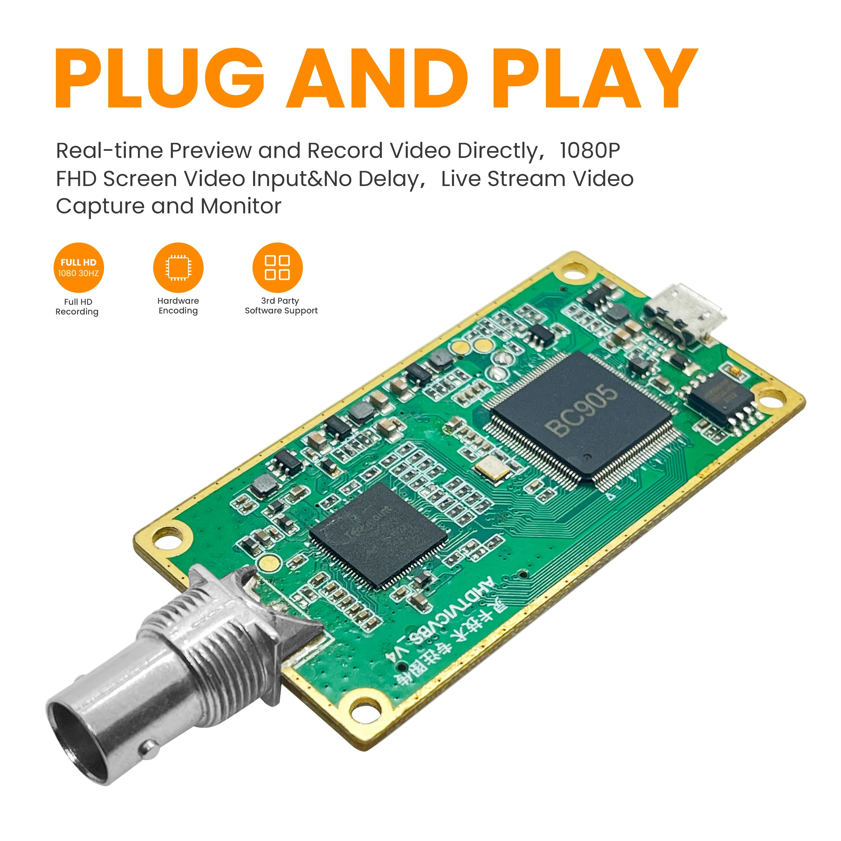 CVBS to USB UVC Video Capture H.264 Encorder Encode OBS Potplayer Video Acquisition AHD CVI TVI to USB UVC Capture Grabber