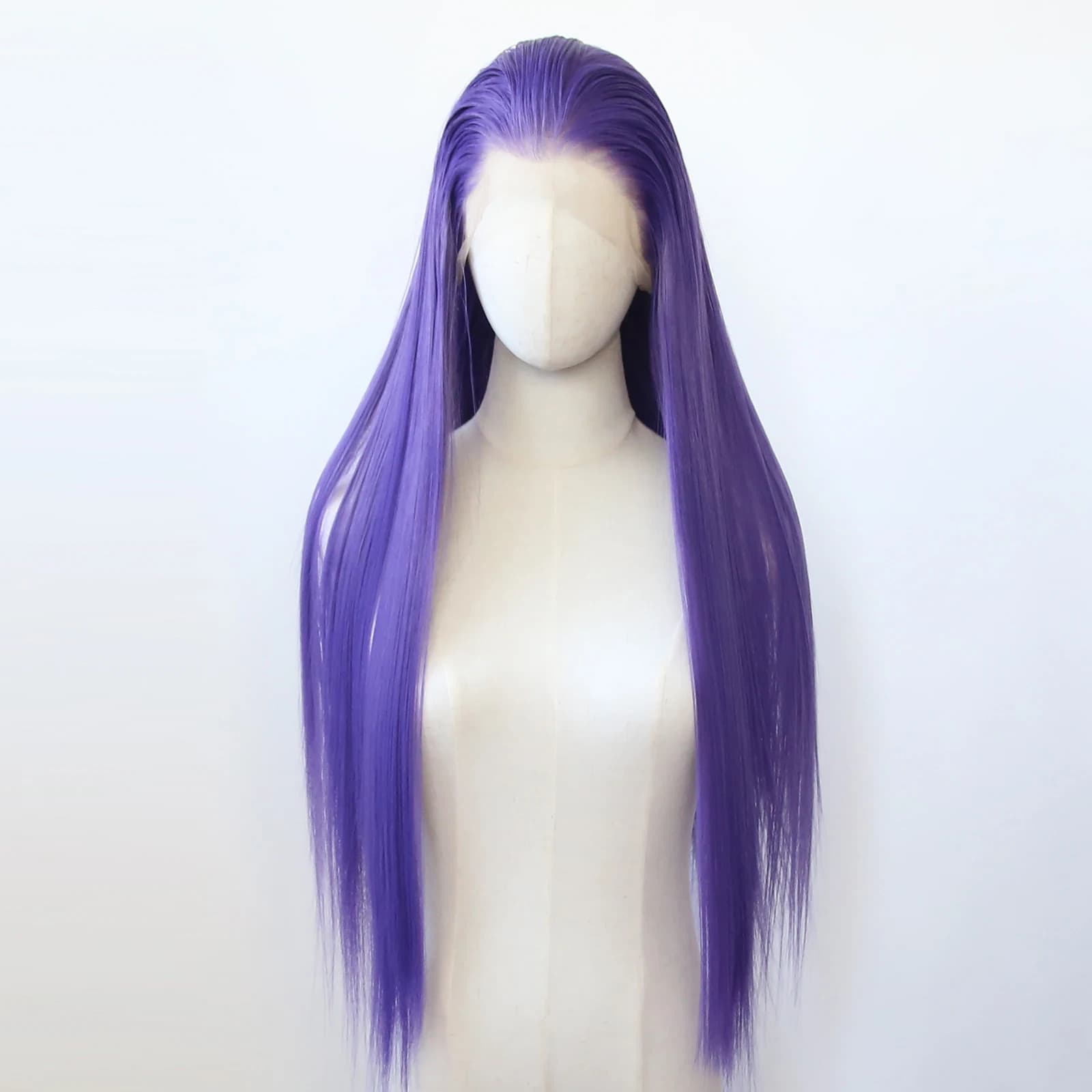 Dark Purple Rumi Cosplay Wig Synthetic Lace Front Wigs Long Straight Huntrix Purple Lace Front Pre Plucked Heat Resistant Fiber