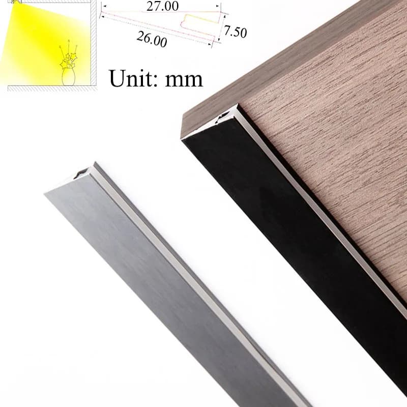 45 Degree Angle Oblique Inward Beam LED Strip Cabinet Layer Shelf Edge Side Bar Light DC12V 3M Double Tape Install Ultrathin