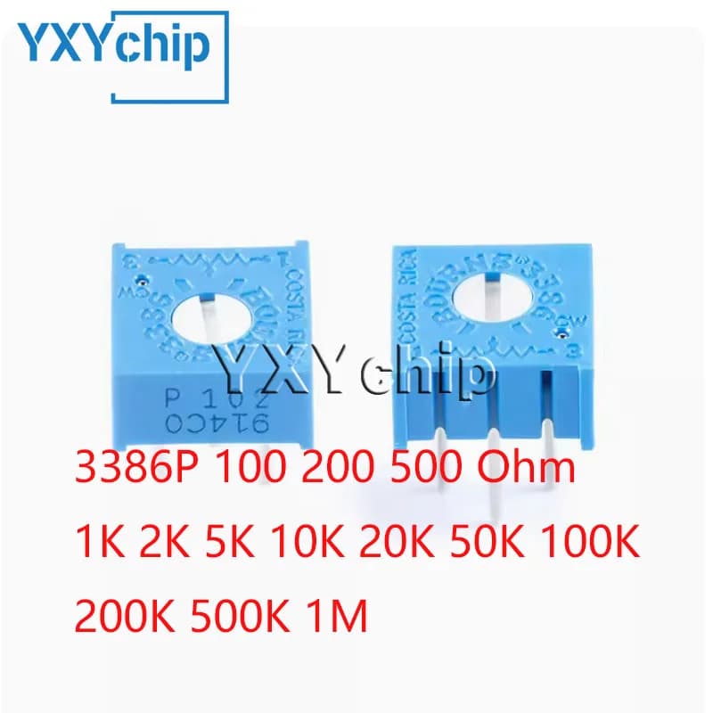 10pcs 3386p 100 200 500 Ohm 1k 2k 5k 10k 20k 50k 100k 200k 500k 1m 3386 Singleturn Trimmer Potentiometer Resistance