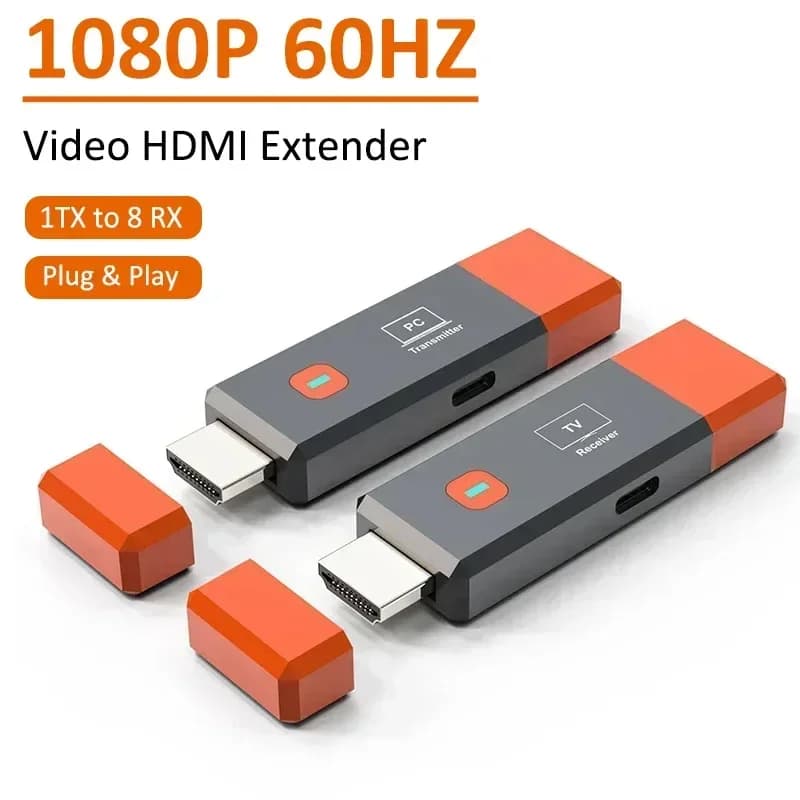 1080P 50M Wireless HDMI Video Receiver Transmitter Extender Adapter TV Stick Dongle for Camera Laptop PC to TV Monitor Projector