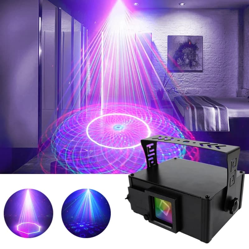 New 3D Animation Laser Stage Light DMX Sound Control DJ Dance Party Lights Projector Disco Beam Light For Karaoke Nightclub