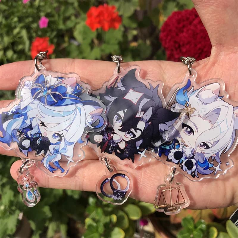 Genshin Impact Clorinde Navia Lyney Furina Wriothesley Keychain Anime Game Accessories Backpack Pendant Prop Badge
