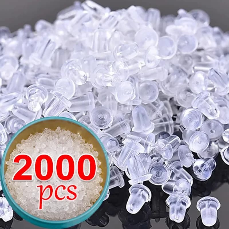 500-2000Pcs Silicone Rubber Earring Clasp Styles Ear Nut Plugging Earring Back Earstud Findings Earrings Jewelry Accessories