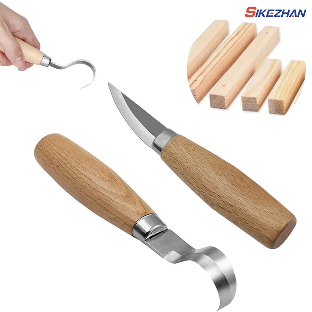 Wood Carving Knife Chisel Hook Knife Carving Tools Ergonomic Woodworking Spoon Durable Crooked Beginners Sculptural Professional