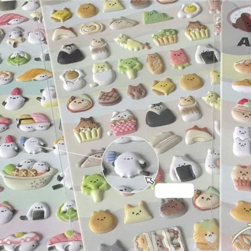 3D Stereo Cartoon Journal Sticker for Kids Sweet Bear Cat Ghost Scrapbook Sticker DIY Decor Stationery Sticker Student Supplies